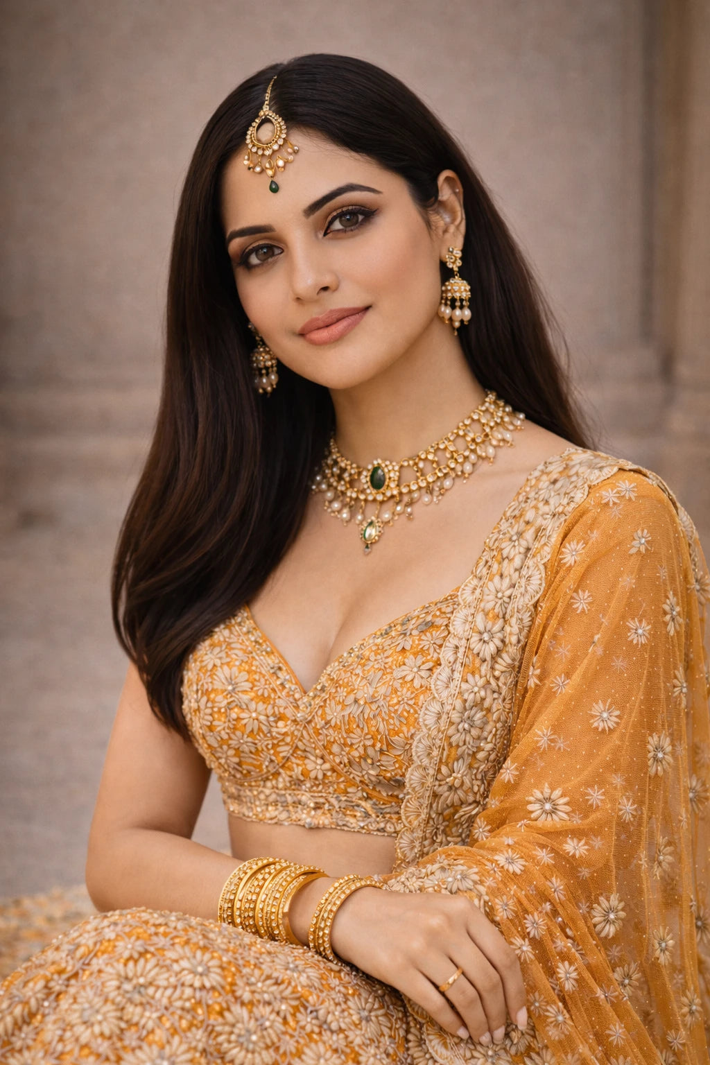 Ensemble Lehenga Arunika – Lehenga de mariage et festif orange de créateur | Kathaa