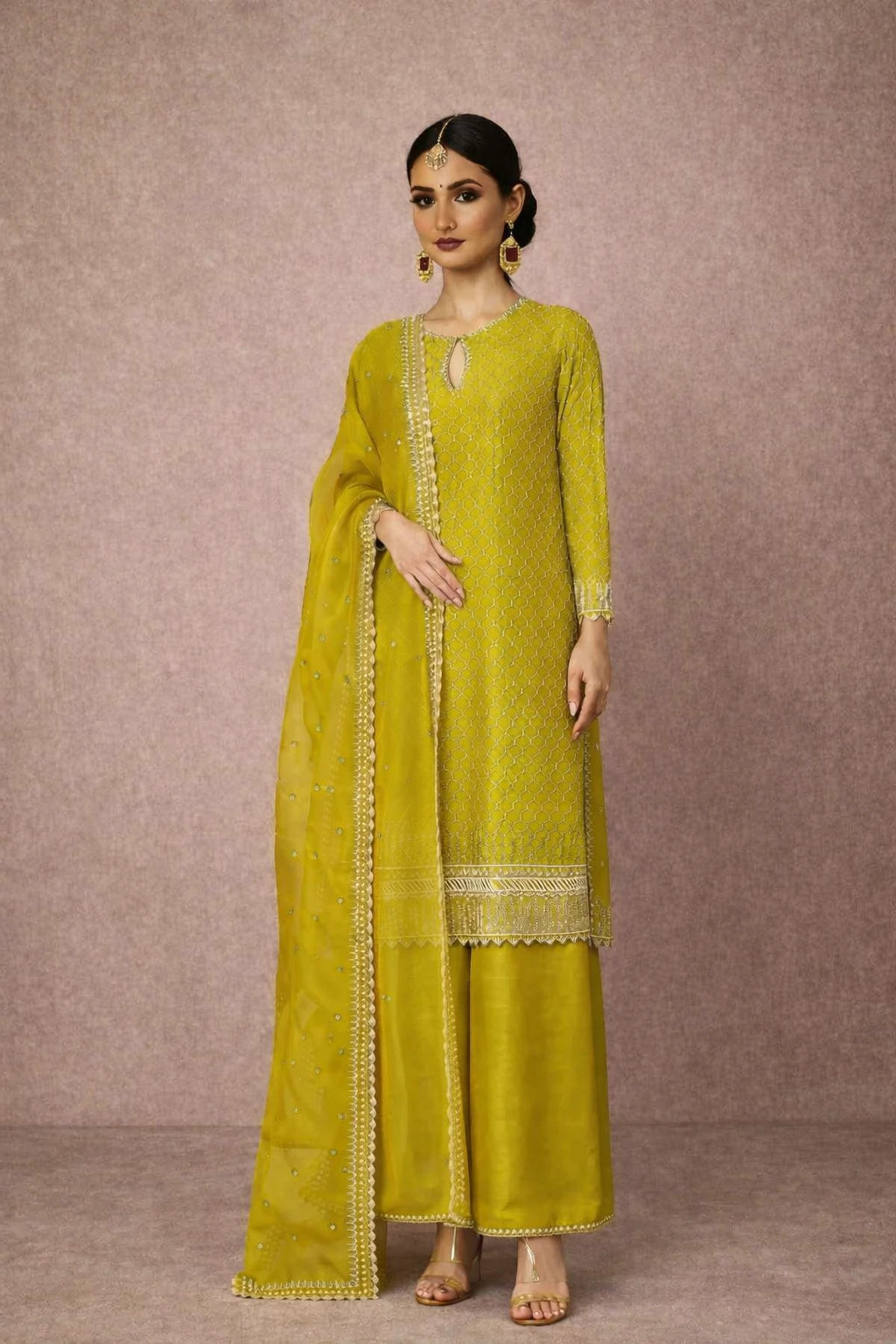 Kanika Kurta Set – Designer Mustard Yellow Festive Kurta Set with Dupatta | Kathaa
