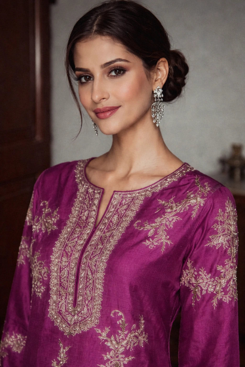 Anvika Kurta Set – Designer Magenta Festive Kurta Set with Dupatta | Kathaa