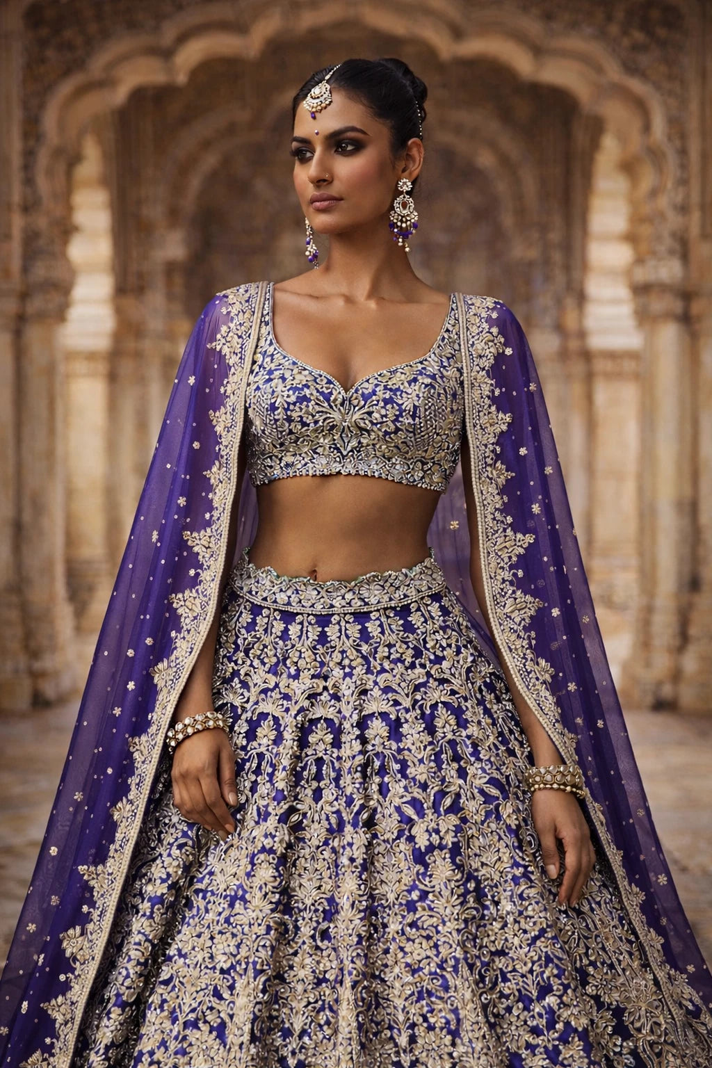 Elegant Mrinalini Lehenga Set by Kathaa for wedding and festive occasions, featuring intricate embroidery and vibrant colors.