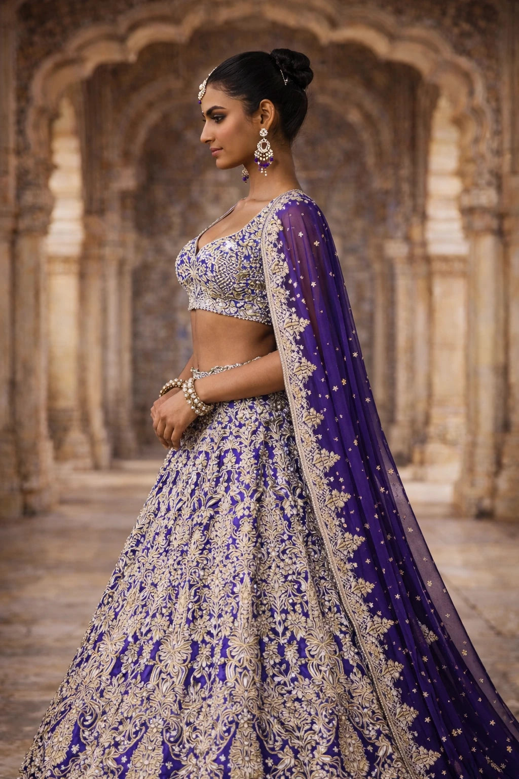Elegant Mrinalini Lehenga Set by Kathaa, featuring intricate embroidery and vibrant fabric for wedding and festive occasions.