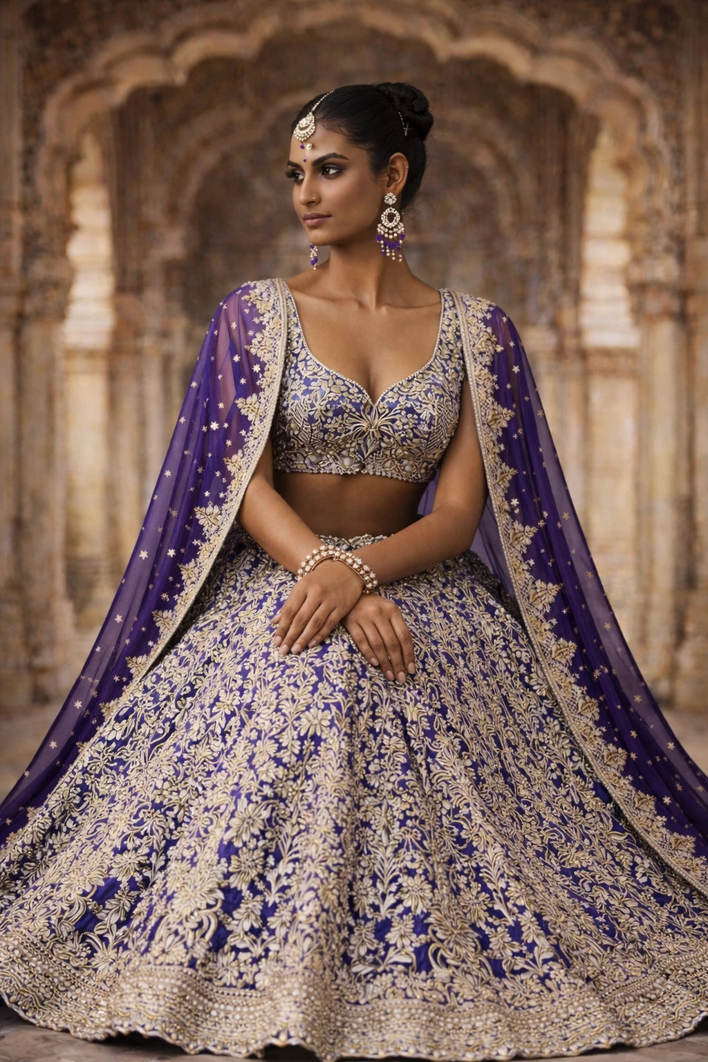 Elegant Mrinalini Lehenga Set by Kathaa, featuring intricate embroidery and vibrant colors for wedding and festive occasions.