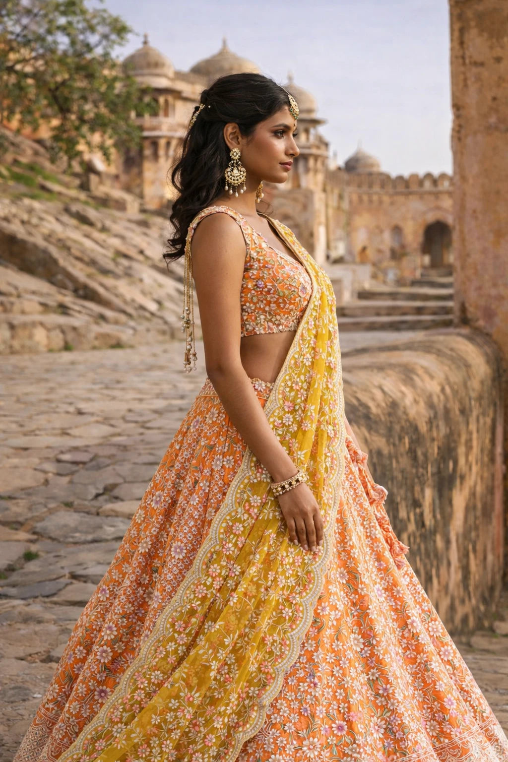 Elegant Rochika Lehenga Set by Kathaa, featuring intricate embroidery and vibrant colors for wedding and festive occasions.