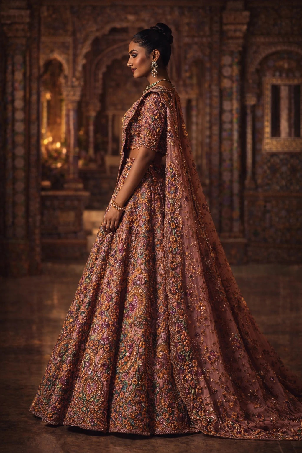 Elegant Rajsi Kathaa Lehenga Set by Kathaa, featuring intricate embroidery and rich fabric for a royal wedding look.