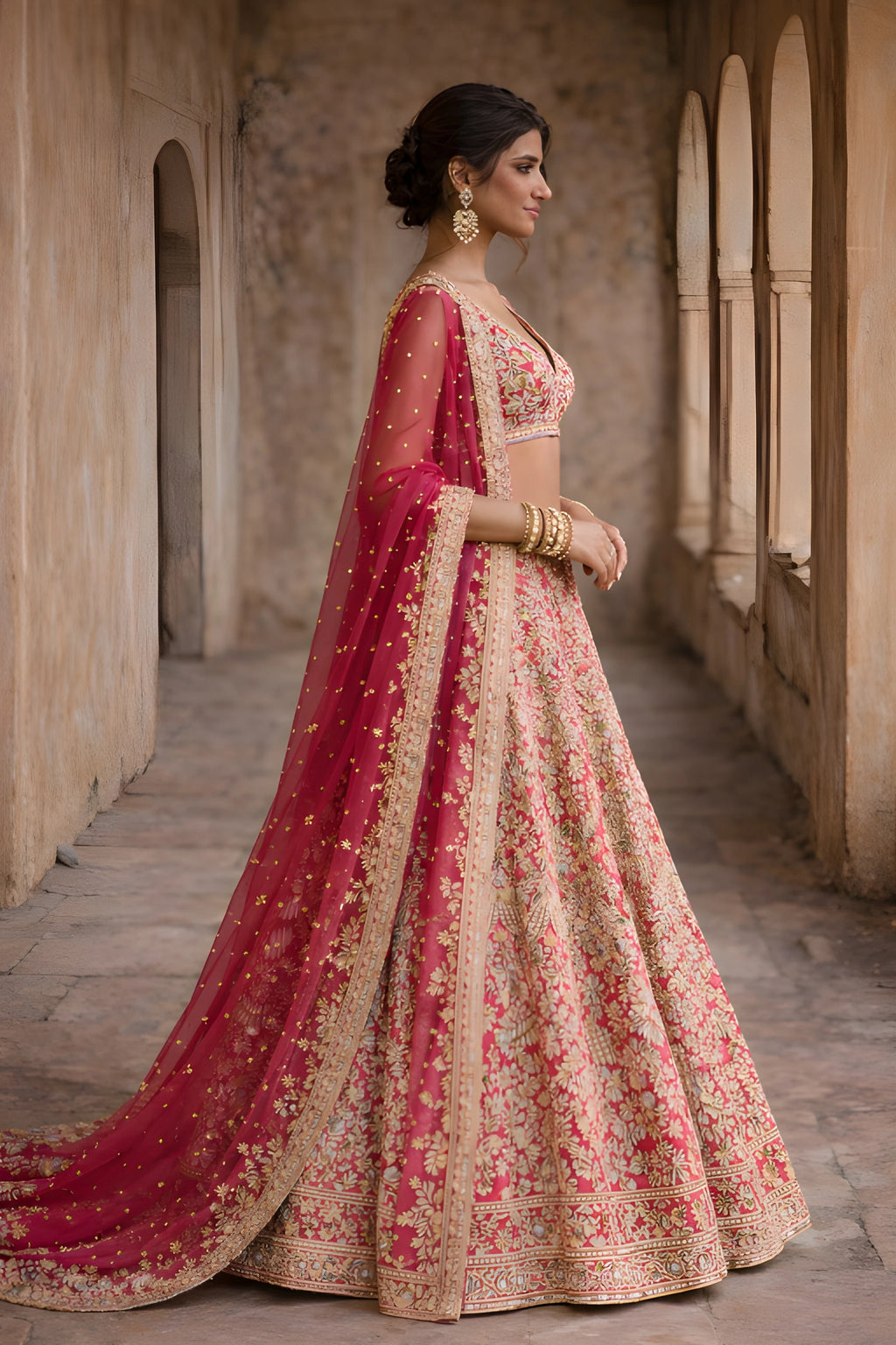 Elegant Vaidehi Lehenga Set by Kathaa, featuring intricate embroidery and vibrant colors for wedding and festive occasions.