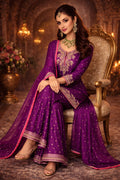 Ensemble kurta Rajvika – Ensemble kurta violet festif de créateur avec dupatta | Kathaa
